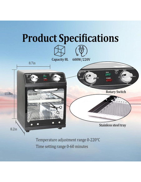 Esterilizador de Calor Seco Henlivy 8L 220C con Temporizador