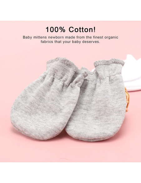 Manoplas de Algodón Orgánico para Bebés 0-6 Meses AQOKKA