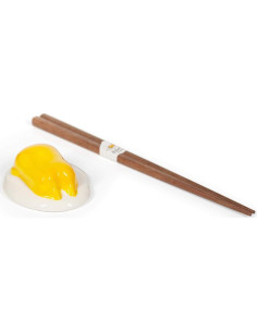 Juego de Palillos Reutilizables Gudetama con Soporte Cerámico 2