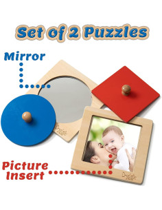 Rompecabezas Montessori Driddle con Espejo y Foto - 6x6 cm 2