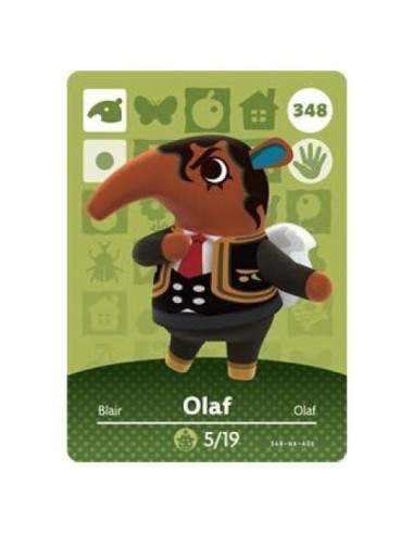 Tarjeta Amiibo Olaf Nintendo Animal Crossing Serie 4 348