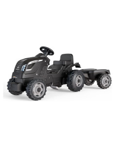 Tractor de Pedales Smoby Negro XL con Remolque - 3 a 6 años