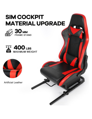 Cockpit de Simulador de Carreras Anman Asiento Rojo Ergonómico