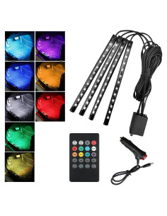 Luces LED de Interior para Auto Povtii, 4 Tiras Multicolor a Prueba de Agua
