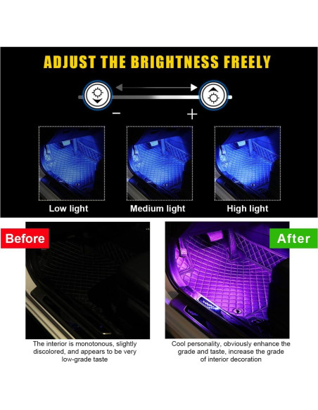 Luces LED de Interior para Auto Povtii, 4 Tiras Multicolor a Prueba de Agua