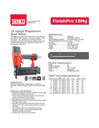 Clavadora Brad 18G SENCO FinishPro 1U0021N 5.4 cm