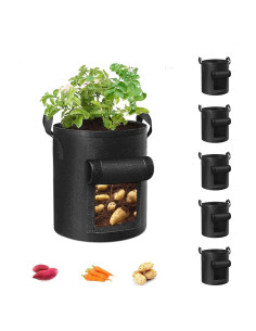 Paquete de 5 bolsas de cultivo Cavisoo 10 galones para jardín