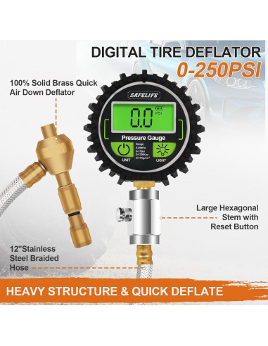 Desinflador Digital de Neumáticos SAFELIFE 4x4 250 PSI