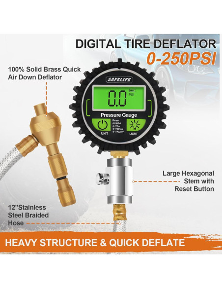 Desinflador Digital de Neumáticos SAFELIFE 4x4 250 PSI