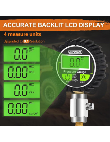 Desinflador Digital de Neumáticos SAFELIFE 4x4 250 PSI