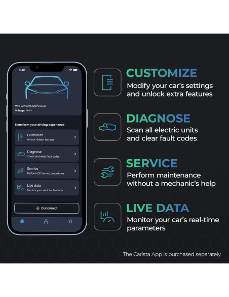 Escáner OBD2 Bluetooth Carista EVO - Diagnóstico Automotriz