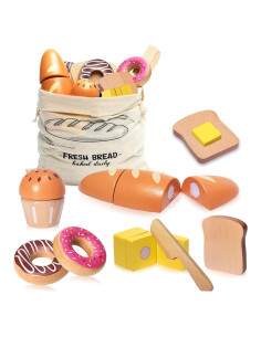 Set de Juguetes de Comida de Panadería de Madera Inslat 13 PCS