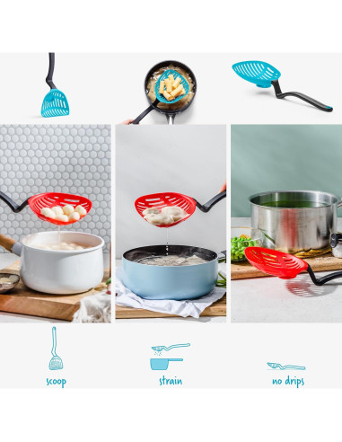 Cuchara Coladora 2-en-1 Dreamfarm Big Lestrain 33 cm Azul