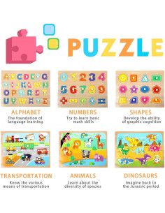 Juego de Rompecabezas Educativo WOOD CITY para Niños 2-4 Años 2