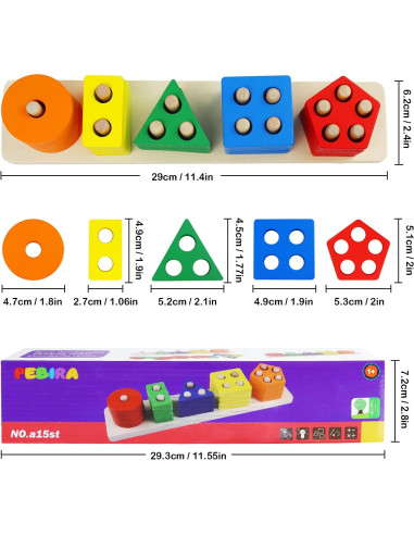 Juguete Montessori PEBIRA de Madera para Niños 1-3 Años