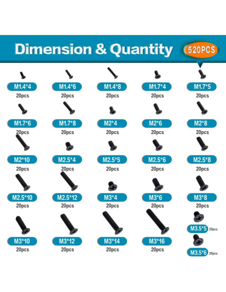 Kit de Tornillos de Reemplazo OURUI 520pcs para Laptop