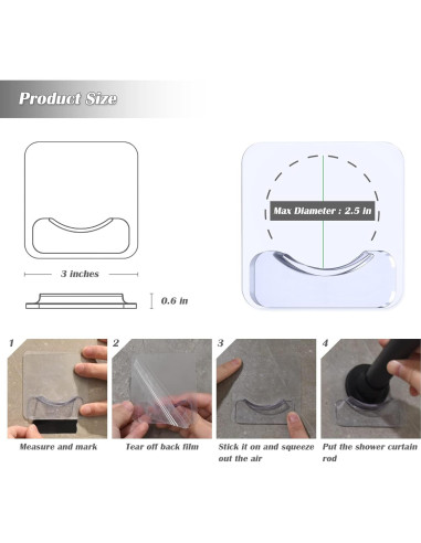 Soporte Adhesivo para Varilla de Cortina de Ducha Prebene - 4 Pcs