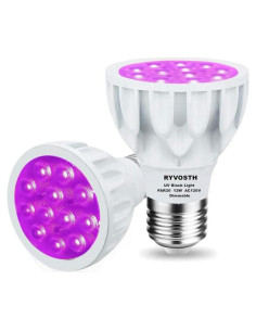 Paquete de 2 Bombillas LED Blacklight RYVOSTH PAR20 12W UVA