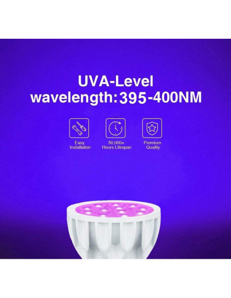 Paquete de 2 Bombillas LED Blacklight RYVOSTH PAR20 12W UVA Paquete de 2 Bombillas LED Blacklight RYVOSTH PAR20 12W UVA