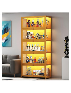 Gabinete de Exhibición Curio QOEUDD 5 Niveles Bambú Acrílico