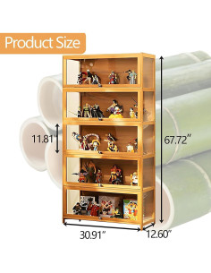 Gabinete de Exhibición Curio QOEUDD 5 Niveles Bambú Acrílico 2