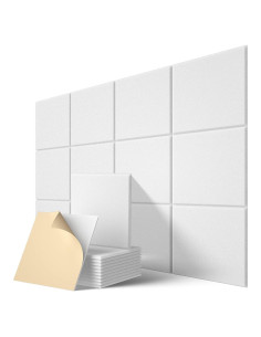 Paquete de 12 Paneles Acústicos JAMELO 30.48x30.48 cm Blanco