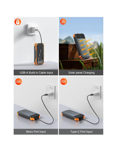 Banco de Energía Solar 40000mAh SOXONO Carga Rápida 20W