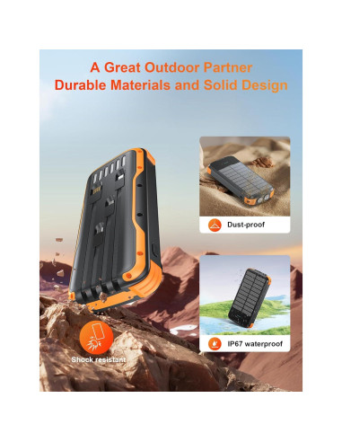 Banco de Energía Solar 40000mAh SOXONO Carga Rápida 20W
