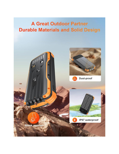 Banco de Energía Solar 40000mAh SOXONO Carga Rápida 20W