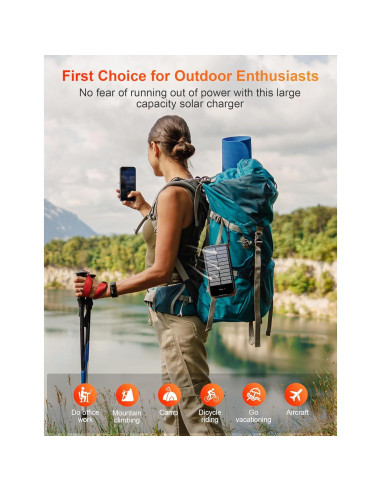 Banco de Energía Solar 40000mAh SOXONO Carga Rápida 20W