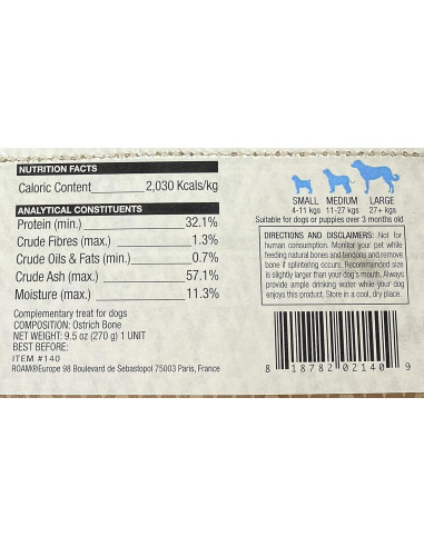 Huesos de Avestruz ROAM XL para Perros Grandes - 2 Unidades