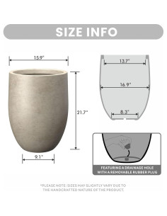 Maceta de Concreto Kante 55 cm Redonda con Drenaje - Moderna 2