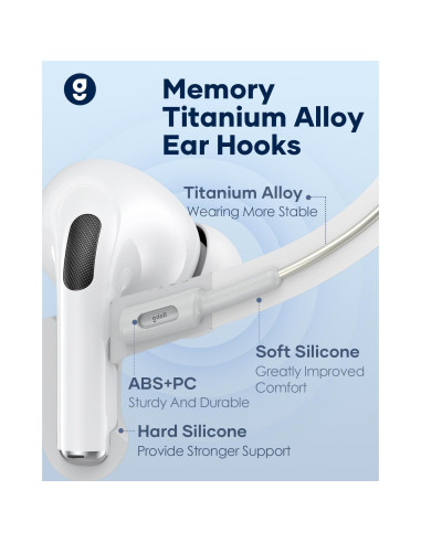 Ganchos de Titanio Memoria Gcioii para AirPods Pro y 3 - Antipérdida