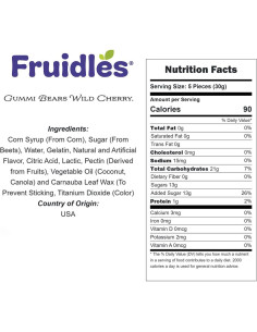 Ositos de Goma Fruidles Cereza Silvestre 2.27 kg Sin Gluten 2