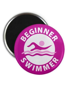 Alerta de Seguridad para Nadadores Rosa 5.72 cm Imán Nevera
