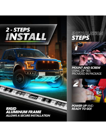 Luces LED Underglow OPT7 Aura Pro RGB 4 PCS Impermeables