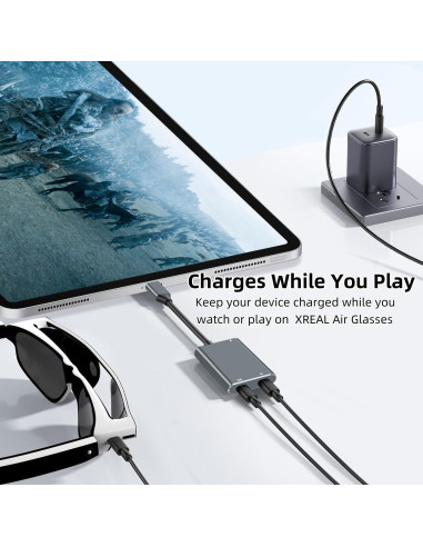 Adaptador USB-C a Gafas AR XREAL Hub 65W 60Hz
