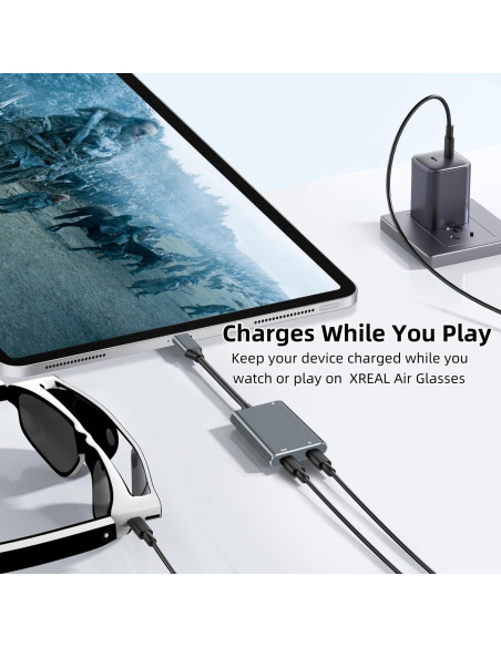 Adaptador USB-C a Gafas AR XREAL Hub 65W 60Hz