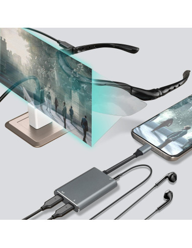 Adaptador USB-C a Gafas AR XREAL Hub 65W 60Hz