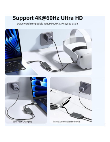 Adaptador USB-C a Gafas AR XREAL Hub 65W 60Hz