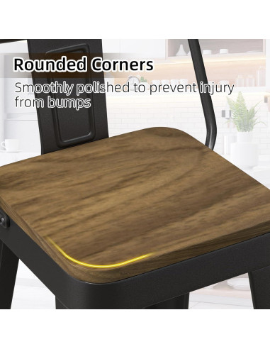 Juego de 4 Taburetes de Bar Vinahomar 76 cm Metal y Madera