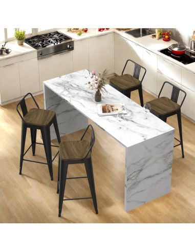 Juego de 4 Taburetes de Bar Vinahomar 76 cm Metal y Madera