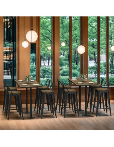 Juego de 4 Taburetes de Bar Vinahomar 76 cm Metal y Madera