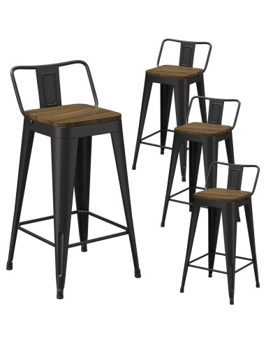 Juego de 4 Taburetes de Bar Vinahomar 76 cm Metal y Madera