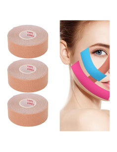 Cinta Facial Elevadora Antienvejecimiento Yosoo 3 Rollos 2.5cm x 5m