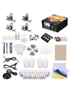 Kit de Tatuaje Completo AW 4 Pistolas 40 Tintas para Principiantes