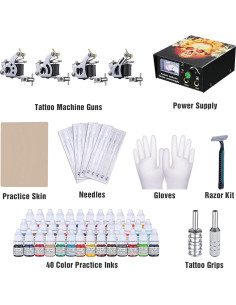 Kit de Tatuaje Completo AW 4 Pistolas 40 Tintas para Principiantes 2