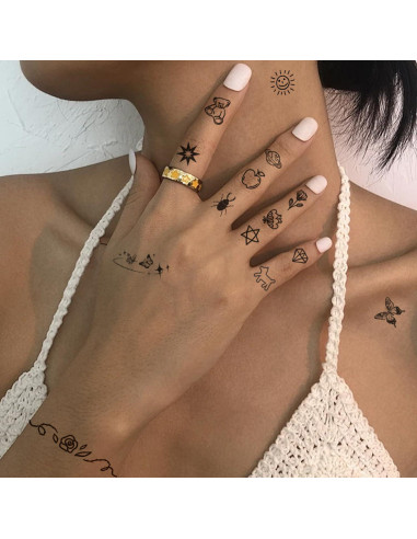 630 Tatuajes Temporales Realistas JoyfulGlam para Dedos