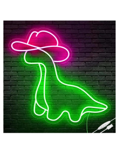 Letrero Neón Dinosaurio Vaquero iPuppy LED 40x36cm