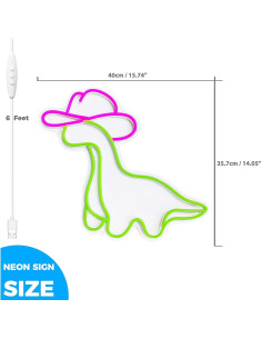 Letrero Neón Dinosaurio Vaquero iPuppy LED 40x36cm 2